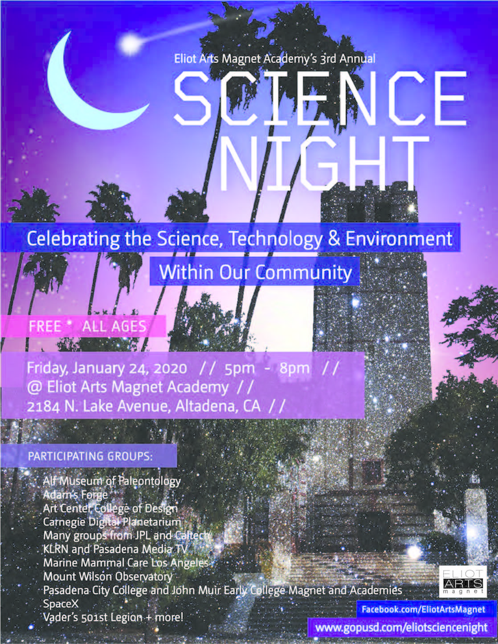 Eliot Arts Magnet School Science Night Poster