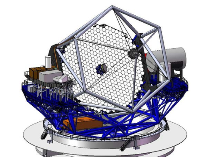 Rendered drawing of TMT Primary Mirror (M1) within the complete telescope structure.