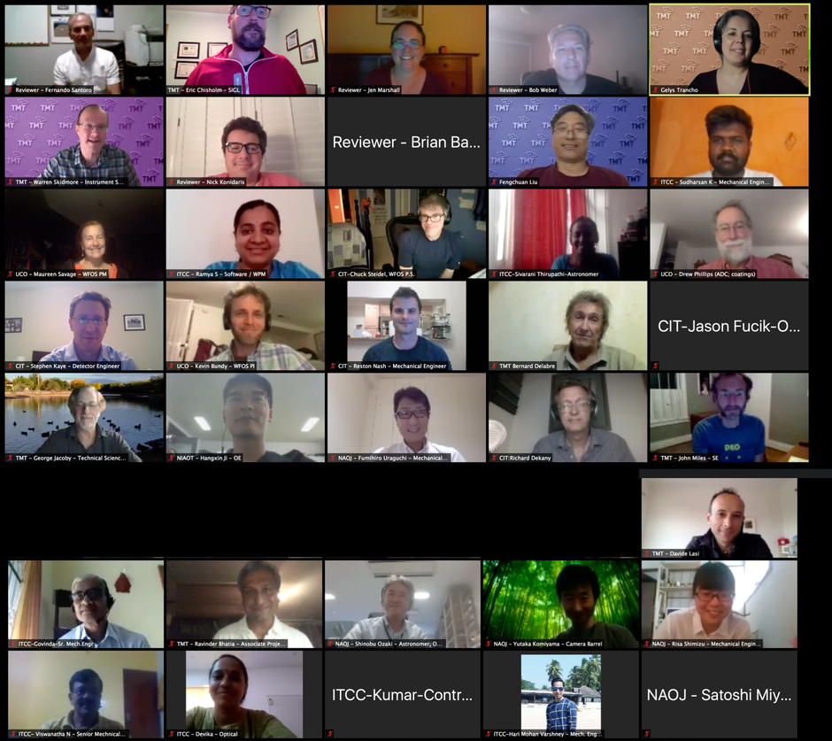 Screenshot of the participants in the TMT WFOS Instrument interim Conceptual Design Review