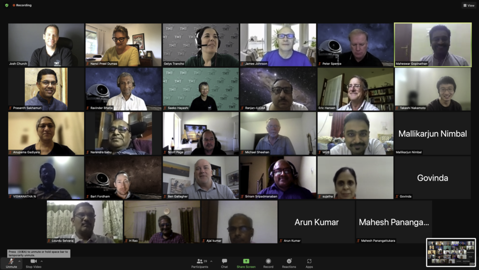 Screenshot participants of the Conceptual Design Review for TMT’s Secondary and Tertiary Mirror Coating Facility on August 4, 2021