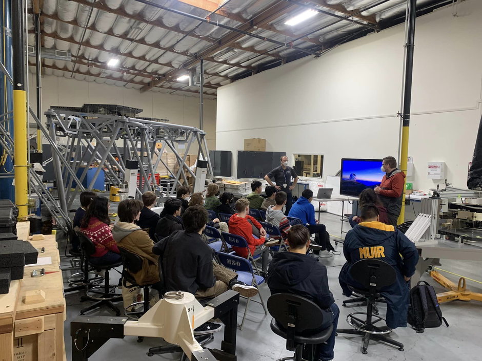 Caltech Planet Finder Academy students at TMT Lab