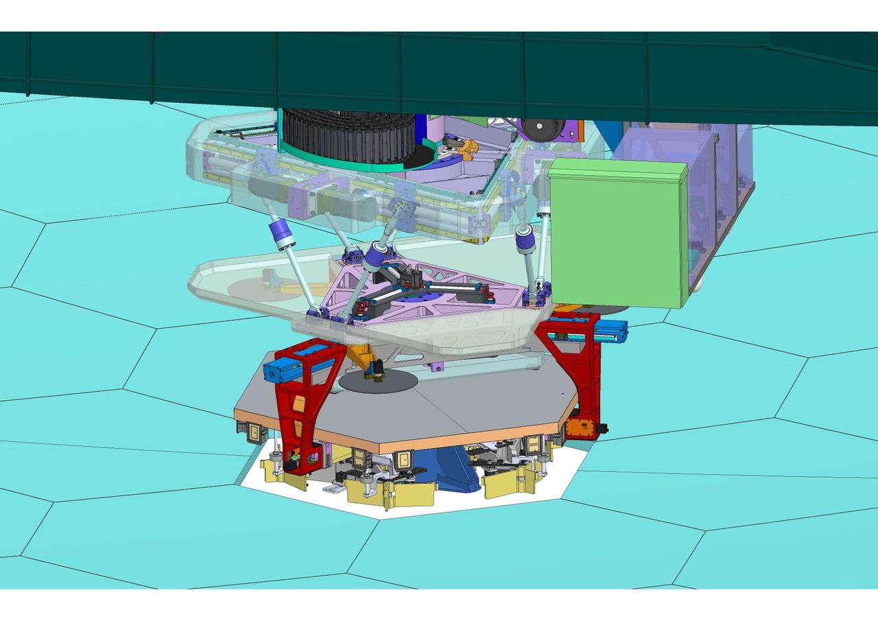The segment handling system %28shs%29 and its precision robotic hand  which traverses under the bridge %28inset%29